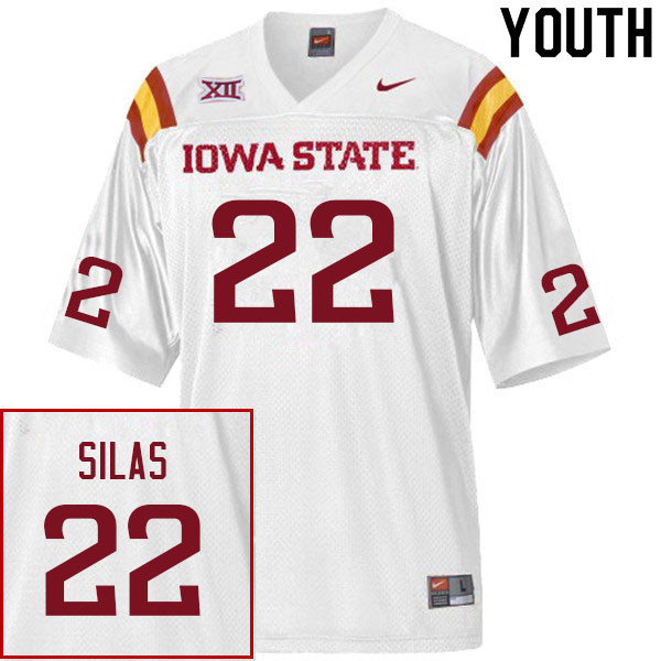 Iowa State Cyclones Youth #22 Deon Silas Nike NCAA Authentic White College Stitched Football Jersey ZF42S17BB